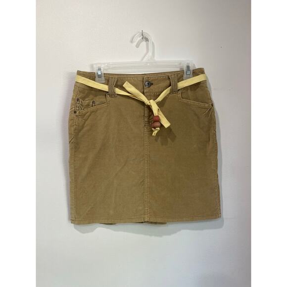 Vintage American Eagle Y2K Velour Mini Skirt Size 4 Tan with Belt - Picture 1 of 7